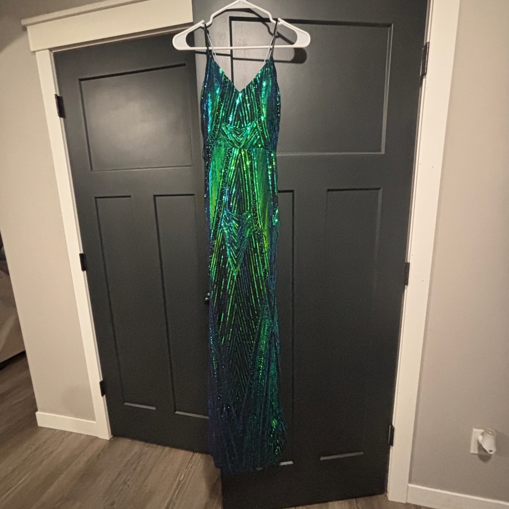 Stunning Green and Blue Sequin Gown